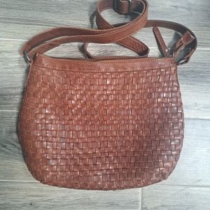 Vilenca Holland Woven Leather Crossbody Handbag Adjustable Strap